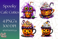 Spooky Café Cuties Halloween PNG Clipart, Holiday Elements Product Image 1