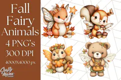 Fall Fairy Animal Clipart PNG, Woodland Creatures With Wings Product Image 1