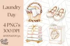 Cozy Laundry Day Clipart PNG Pastel Home Decor, Home Png Product Image 1