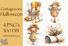 Cottagecore Halloween Clipart Cozy PNG, Autumn Fall Png Product Image 1