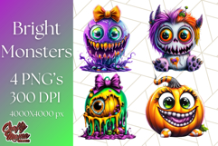 Spooky Cute Monster PNG Clipart, Adorable Halloween Monsters Product Image 1