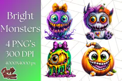 Spooky Cute Monster PNG Clipart, Adorable Halloween Monsters Product Image 1