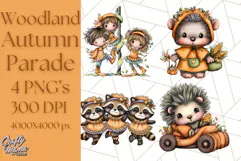 Woodland Autumn Parade Clipart PNG Fall Animals Product Image 1