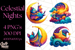 Whimsical Celestial Moon and Stars Clipart Constellation Png Product Image 1
