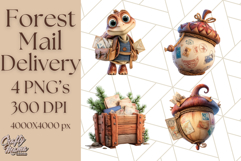 Forest Mail Delivery Clipart PNG, Animal Post Office PNG Product Image 1