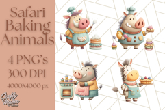 Cozy Safari Baking Animals PNG, Cute Jungle Kitchen Art Product Image 1