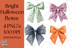 Halloween Bow Clipart, Bright Holiday Ribbon PNG Product Image 1