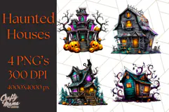 Haunted Houses Clipart PNG, Spooky Halloween Homes Product Image 1