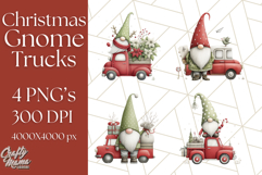 Vintage Truck Christmas Gnomes Clipart PNG, Cute Gnome Png Product Image 1