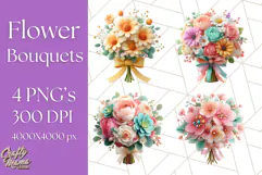Pastel Flower Bouquet PNG Clipart, Elegant Floral Art Product Image 1