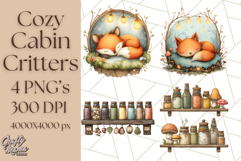 Cozy Cabin Critters Clipart PNG, Fall Animal Png Product Image 1