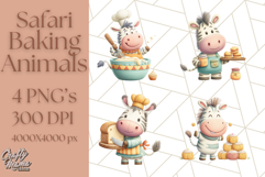 Cozy Safari Baking Animals PNG, Cute Jungle Kitchen Art Product Image 1