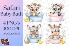 Safari Animal Babies in Bubble Baths, Cute Jungle Animal PNG Product Image 1