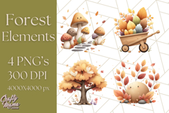 Woodland Forest Scene PNG Clipart, Fall Nature Elements Product Image 1