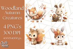 Woodland Autumn Critters PNG Clipart, Cute Fall Animals Product Image 1