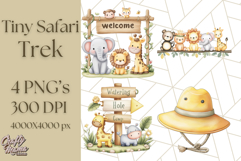 Cute Safari Animal Clipart PNG for Kids, African Wildlife Product Image 1