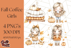 Pumpkin Spice Chibi Girls, Fall Accessories PNG, Cozy Autumn Product Image 1