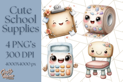 Simple School Supplies Clipart, Cute Classroom PNG Product Image 1