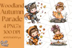 Woodland Autumn Parade Clipart PNG Fall Animals Product Image 1