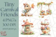 Tiny Carnival Friends Clipart PNG, Animal Fair Festival Product Image 1