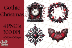 Gothic Christmas Clipart Dark Holiday PNG, Dark Christmas Product Image 1