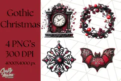Gothic Christmas Clipart Dark Holiday PNG, Dark Christmas Product Image 1
