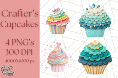 Paper Cupcake Clipart Layered Paper Scrapbook Collage Png Product Image 1