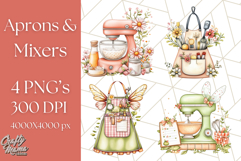 Cottagecore Kitchen Mixer, Apron PNG Clipart, Retro Floral Product Image 1