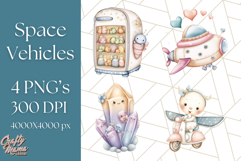 Kawaii Space Vehicles Clipart PNG, Cute Sci-Fi Tech Clip Art Product Image 1