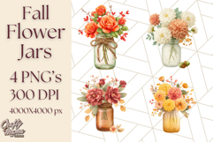 Fall Mason Jar Flowers PNG Clipart Product Image 1