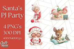 Santa’s Pajama Day Clipart, Cute Christmas Bedtime PNG Product Image 1