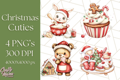 Christmas Baking Critters PNG Clipart, Cute Animals Holiday Product Image 1