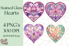 Stained Glass Heart PNG Clipart in Pastel and Bright Colors Product Image 1