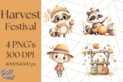 Woodland Autumn Animals PNG Clipart for Fall & Harvest Product Image 1