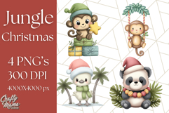 Safari Christmas PNG Clipart, Cute Jungle Animal Art Product Image 1