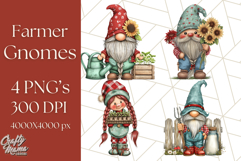 Farmer Gnome Clipart, Cute Farm Gnomes PNG Illustrations Product Image 1