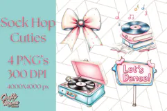 Sock Hop Animal Dance Party PNG Clipart, Cute Retro 1950s Product Image 1