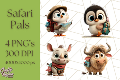 Cute Safari Animal Clipart with Jungle Accessories Png Product Image 1