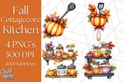 Fall Cottagecore Kitchen Clipart, Cozy Autumn Kitchen PNG Product Image 1