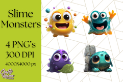 Slime Monster Clipart, Colorful Goo Graphics Png Product Image 1