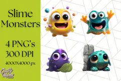 Slime Monster Clipart, Colorful Goo Graphics Png Product Image 1