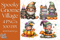 Spooky Gnome Village Clipart PNG Halloween Png Product Image 1