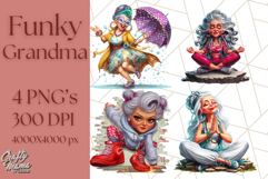 Wild Grandma Clipart PNGs, Funny Quirky Old Ladies Product Image 1