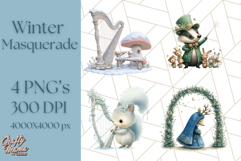 Winter Animal Masquerade Clipart PNG Woodland Animals Product Image 1