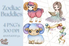 Zodiac Buddies Clipart PNG, Cute Astrology Clip Art Product Image 1