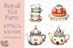 Princess Tea Party PNG Clipart with Teacups &amp; Fancy Treats Product Image 1