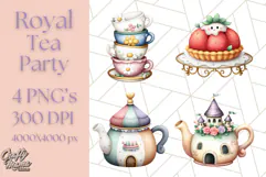 Princess Tea Party PNG Clipart with Teacups & Fancy Treats Product Image 1