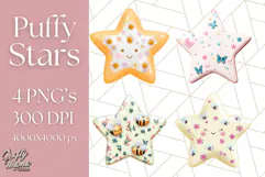 Cute Puffy Star Clipart PNG, 3D Glossy Pastel Stars Clip Art Product Image 1
