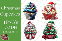 Christmas Cupcake PNG Clipart, Cute Food PNG, Holiday Treat Product Image 1