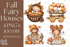 Fall Fairy House Clipart PNG, Autumn Homes and Decor Product Image 1